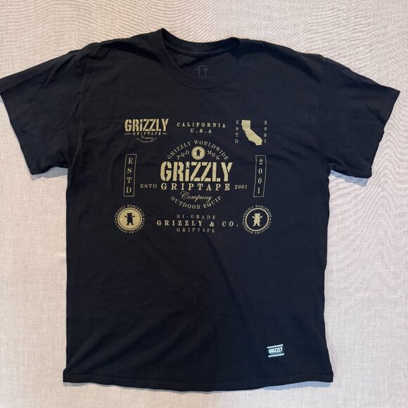 Grizzly Griptape Black Graphic Logo T-Shirt Men’s Size L Skate Streetwear - Picture 1 of 5